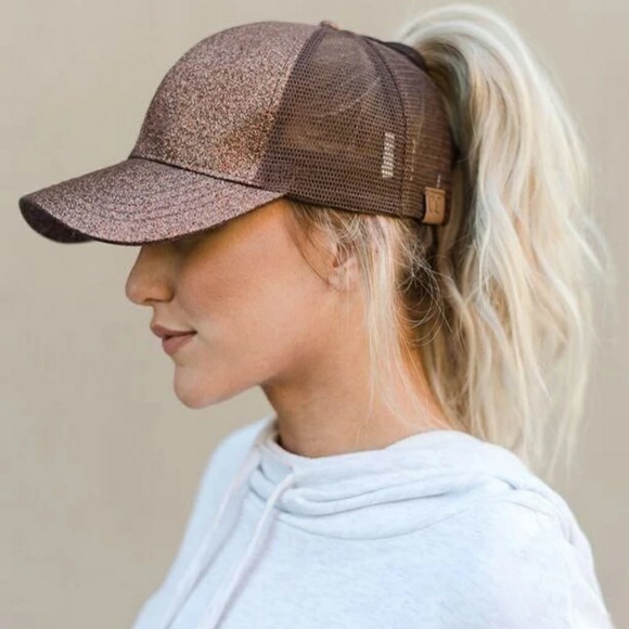 Glitter Ponytail Baseball Hat - Picture 2 of 8